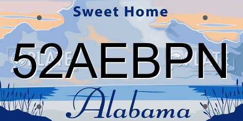 52AEBPN Alabama License Plate