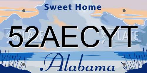 52AECYT Alabama License Plate