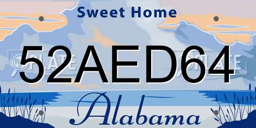 52AED64 Alabama License Plate