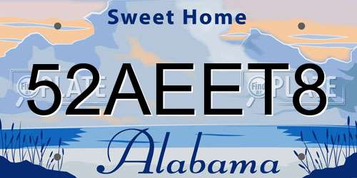 52AEET8 Alabama License Plate