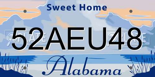 52AEU48 Alabama License Plate