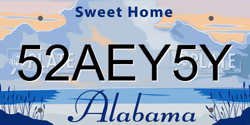 52AEY5Y Alabama License Plate