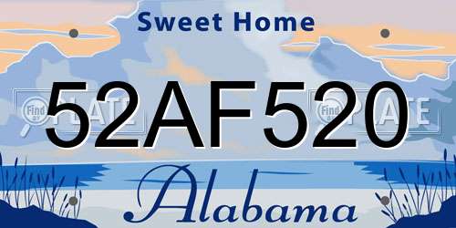52AF520 Alabama License Plate