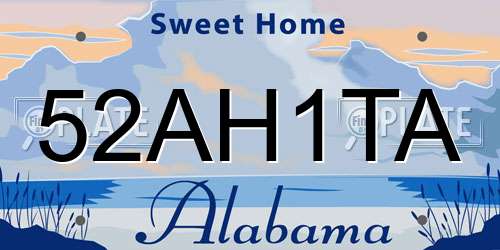 52AH1TA Alabama License Plate