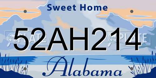 52AH214 Alabama License Plate