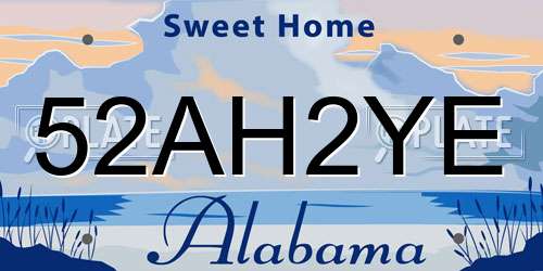 52AH2YE Alabama License Plate