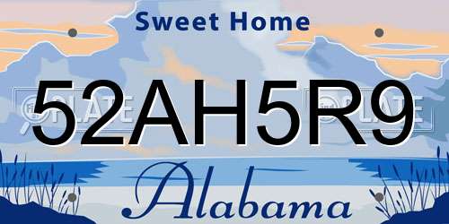 52AH5R9 Alabama License Plate