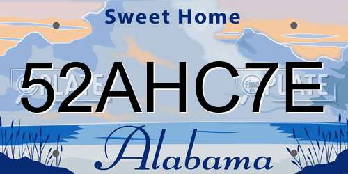52AHC7E Alabama License Plate