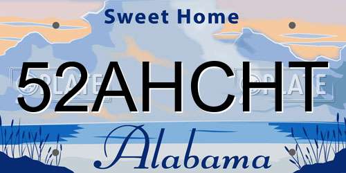 52AHCHT Alabama License Plate