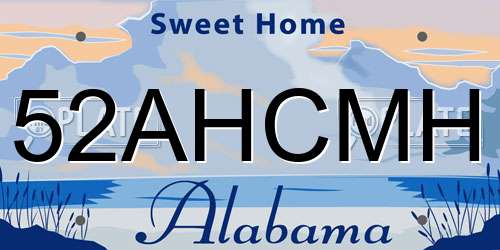 52AHCMH Alabama License Plate