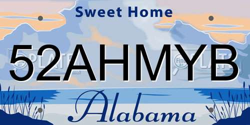 52AHMYB Alabama License Plate