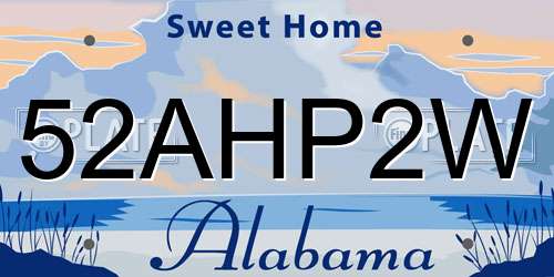 52AHP2W Alabama License Plate