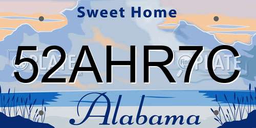 52AHR7C Alabama License Plate