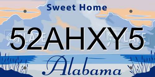 52AHXY5 Alabama License Plate