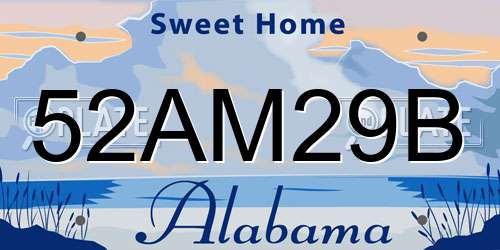 52AM29B Alabama License Plate