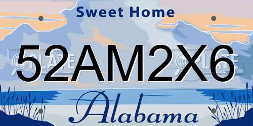 52AM2X6 license plate in AL state