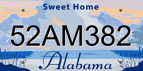 52AM382 Alabama License Plate