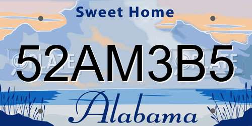 52AM3B5 Alabama License Plate