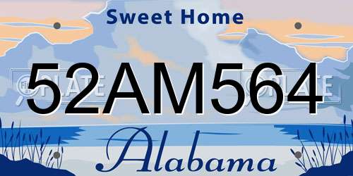 52AM564 Alabama License Plate