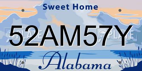52AM57Y Alabama License Plate