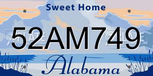 52AM749 Alabama License Plate