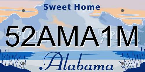 52AMA1M Alabama License Plate