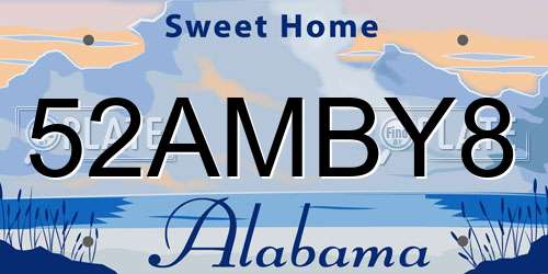 52AMBY8 Alabama License Plate