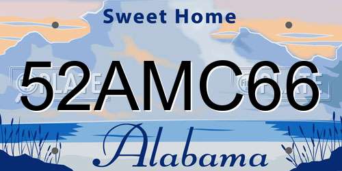 52AMC66 Alabama License Plate