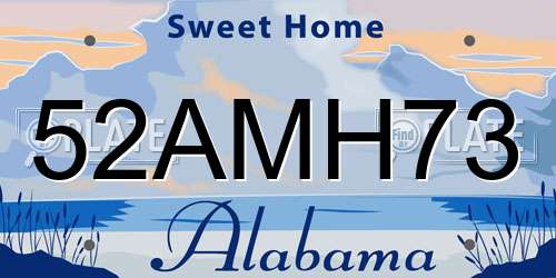 52AMH73 Alabama License Plate