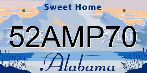52AMP70 Alabama License Plate