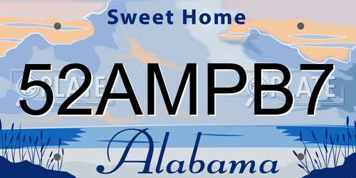 52AMPB7 Alabama License Plate