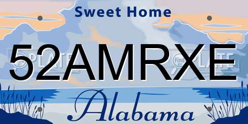 52AMRXE Alabama License Plate