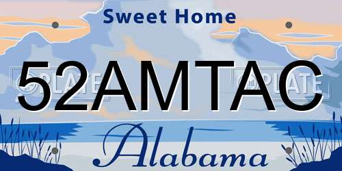 52AMTAC Alabama License Plate