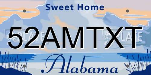 52AMTXT Alabama License Plate