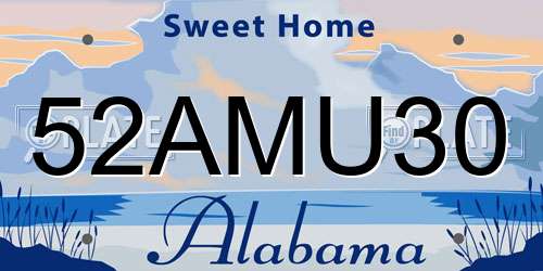 52AMU30 Alabama License Plate