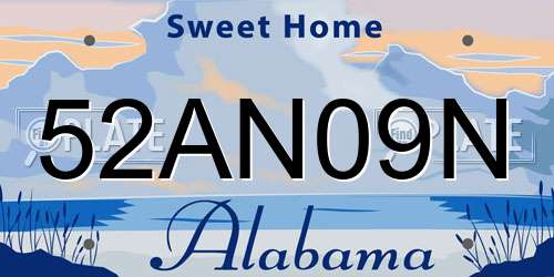 52AN09N Alabama License Plate