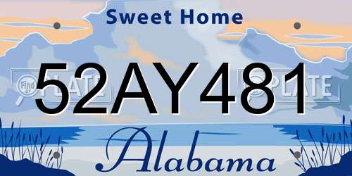 52AY481 Alabama License Plate