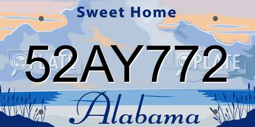 52AY772 Alabama License Plate