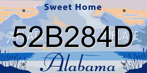 52B284D Alabama License Plate