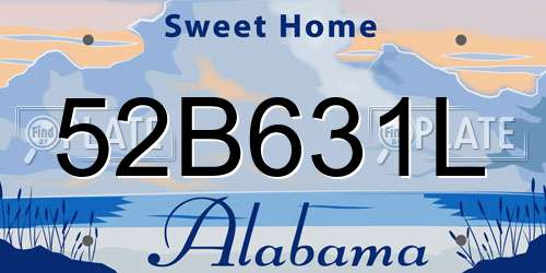 52B631L Alabama License Plate
