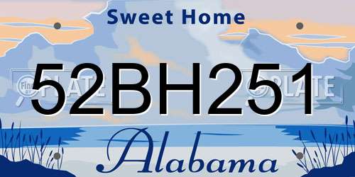 52BH251 Alabama License Plate