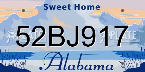 52BJ917 Alabama License Plate