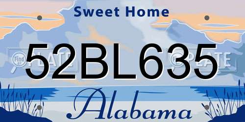 52BL635 Alabama License Plate