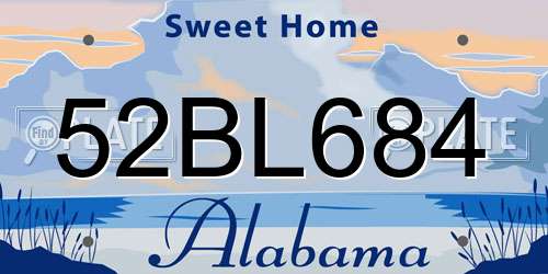 52BL684 Alabama License Plate