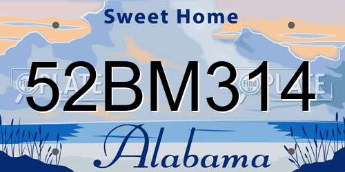 52BM314 Alabama License Plate