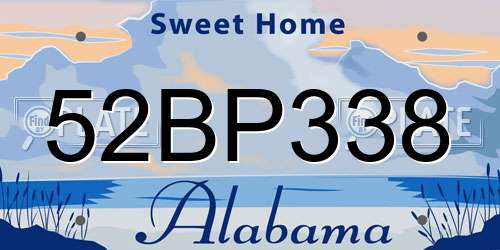 52BP338 Alabama License Plate