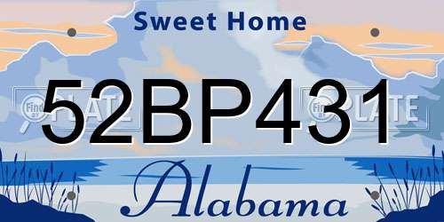 52BP431 Alabama License Plate