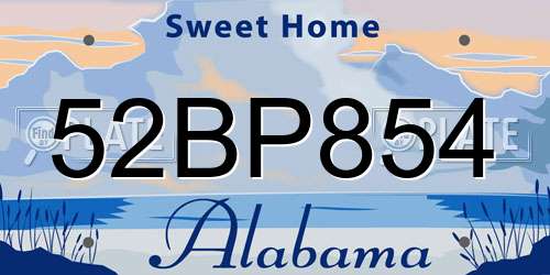 52BP854 Alabama License Plate