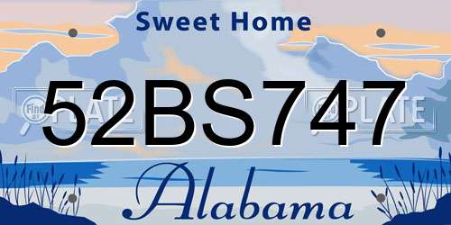 52BS747 Alabama License Plate