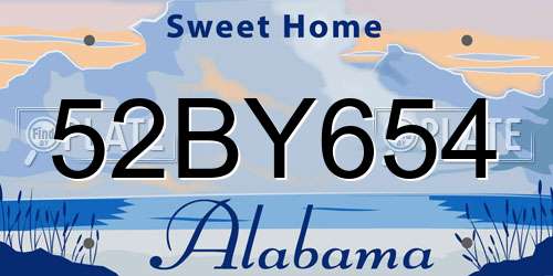 52BY654 Alabama License Plate